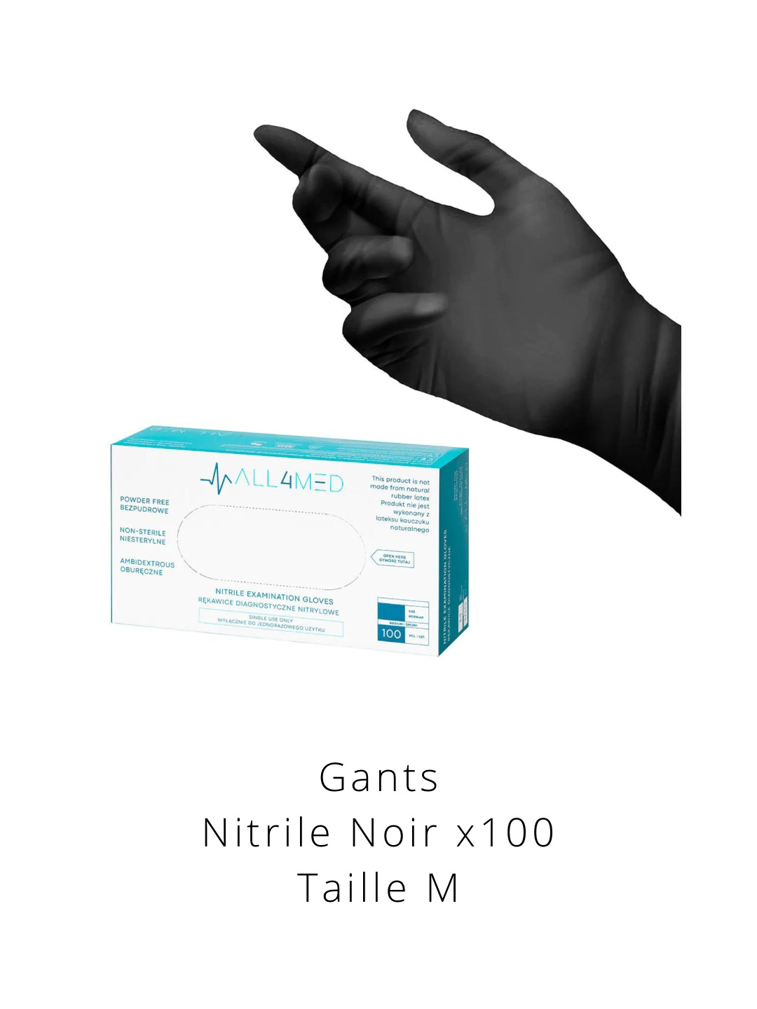 Boite de Gants Nitrile Noir  Taille M