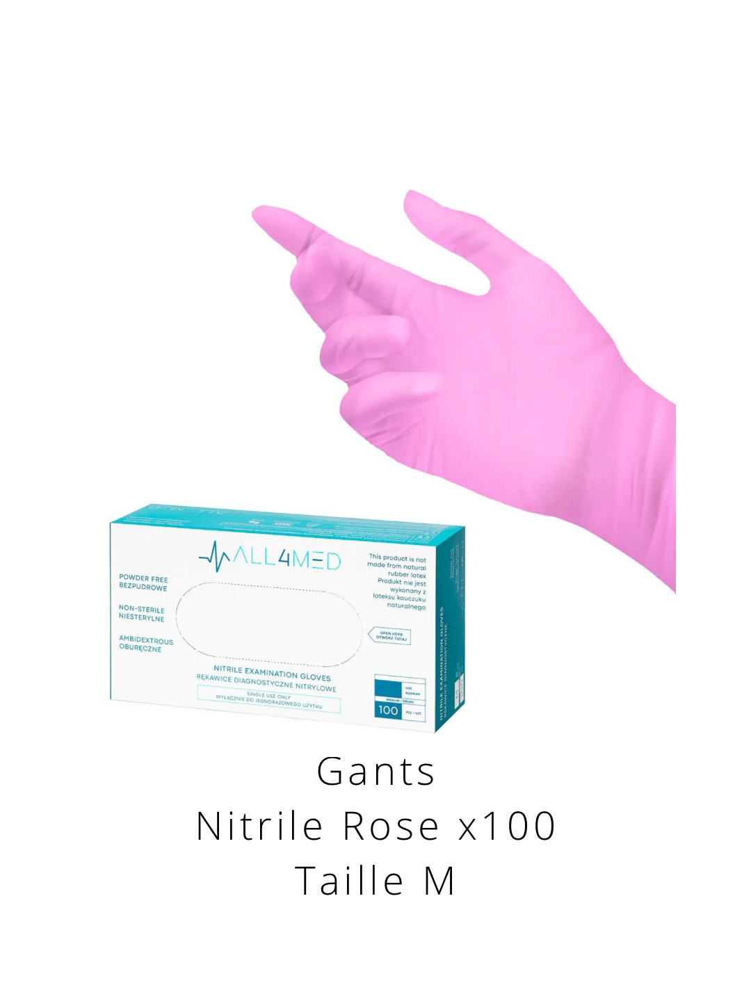 Boite de Gants Nitrile Rose  Taille M